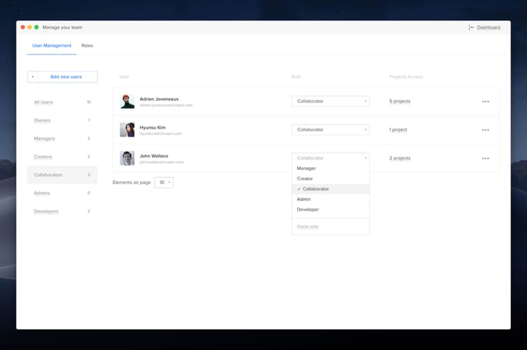 UXPin dashboard