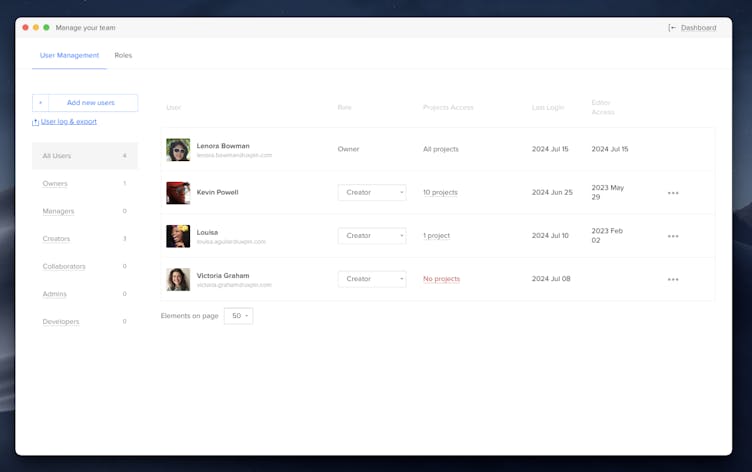 UXPin dashboard